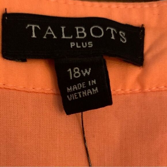 TALBOTS V Neck Poplin Wrap Dress Cotton Salmon Coral Lightweight Sz 18 - Picture 4 of 6